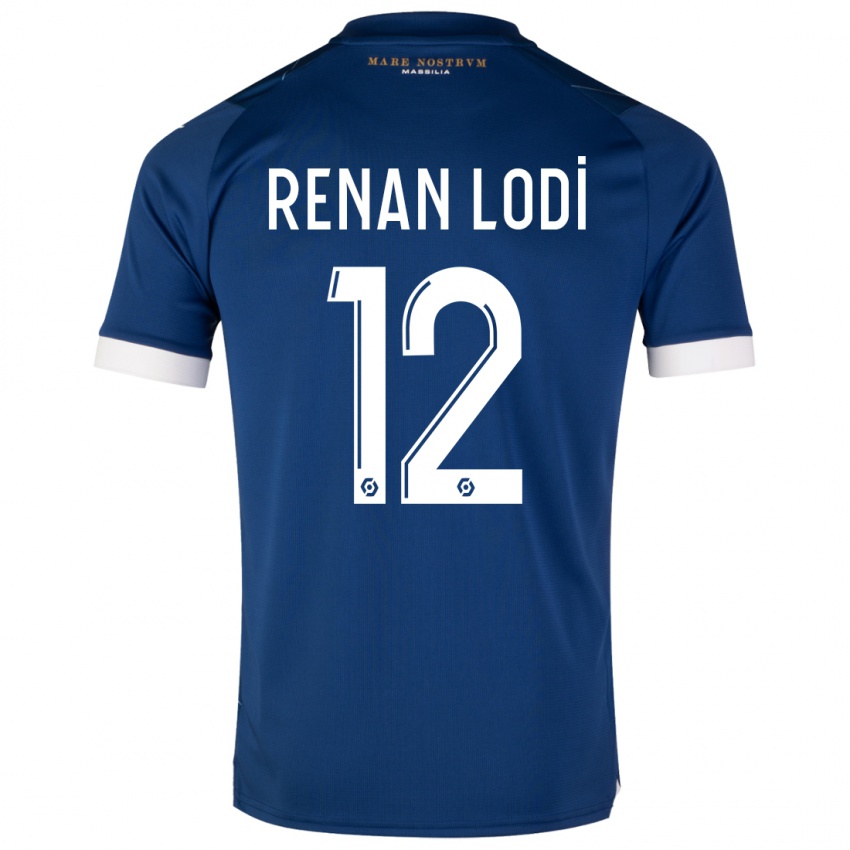 Criança Camisola Renan Lodi #12 Azul Escuro Alternativa 2023/24 Camisa Brasil
