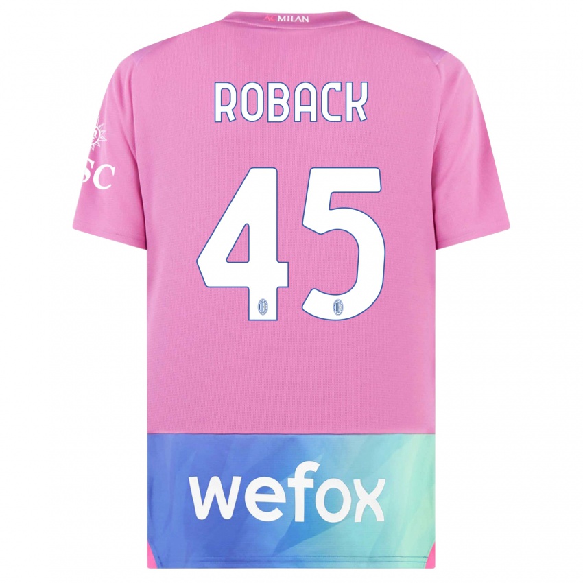 Criança Camisola Emil Roback #45 Rosa Roxo Terceiro 2023/24 Camisa Brasil