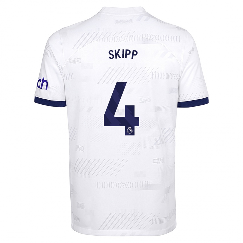 Homem Camisola Oliver Skipp #4 Branco Principal 2023/24 Camisa Brasil