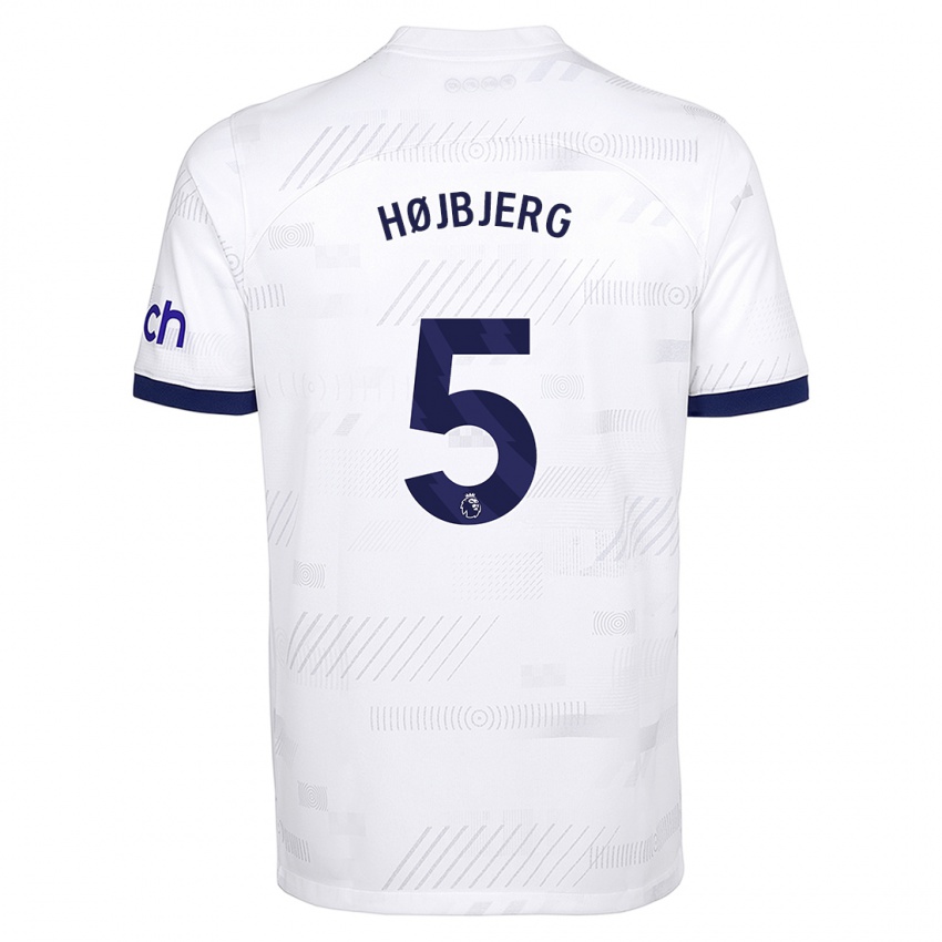 Homem Camisola Pierre Emile Hojbjerg #5 Branco Principal 2023/24 Camisa Brasil