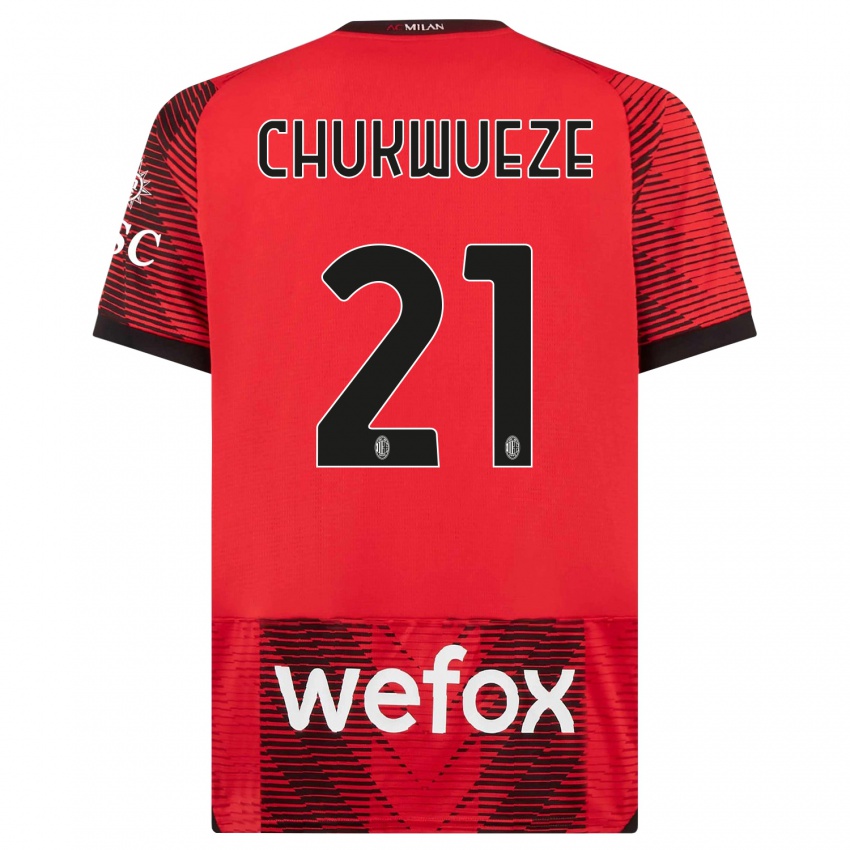 Homem Camisola Samuel Chukwueze #21 Vermelho Preto Principal 2023/24 Camisa Brasil