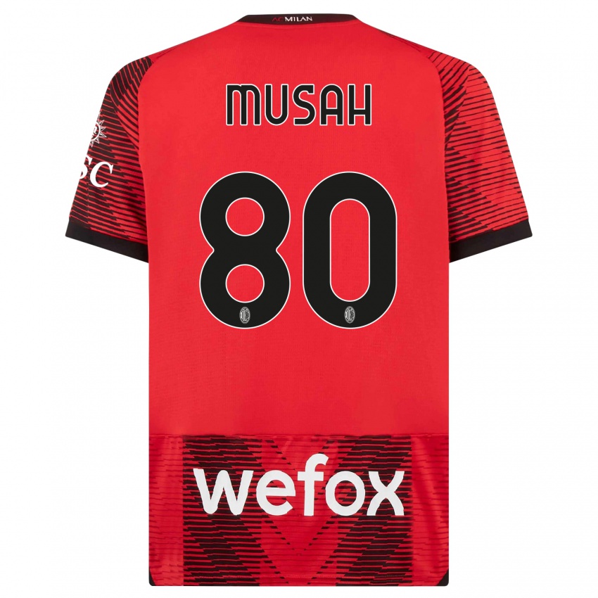 Homem Camisola Yunus Musah #80 Vermelho Preto Principal 2023/24 Camisa Brasil
