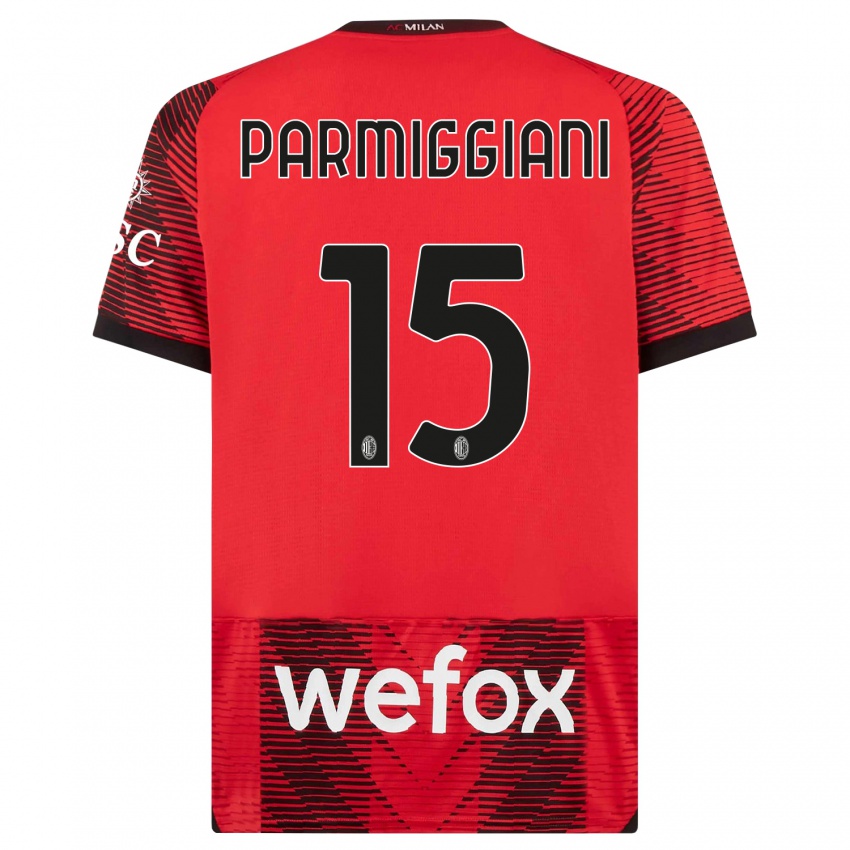 Homem Camisola Pietro Parmiggiani #15 Vermelho Preto Principal 2023/24 Camisa Brasil