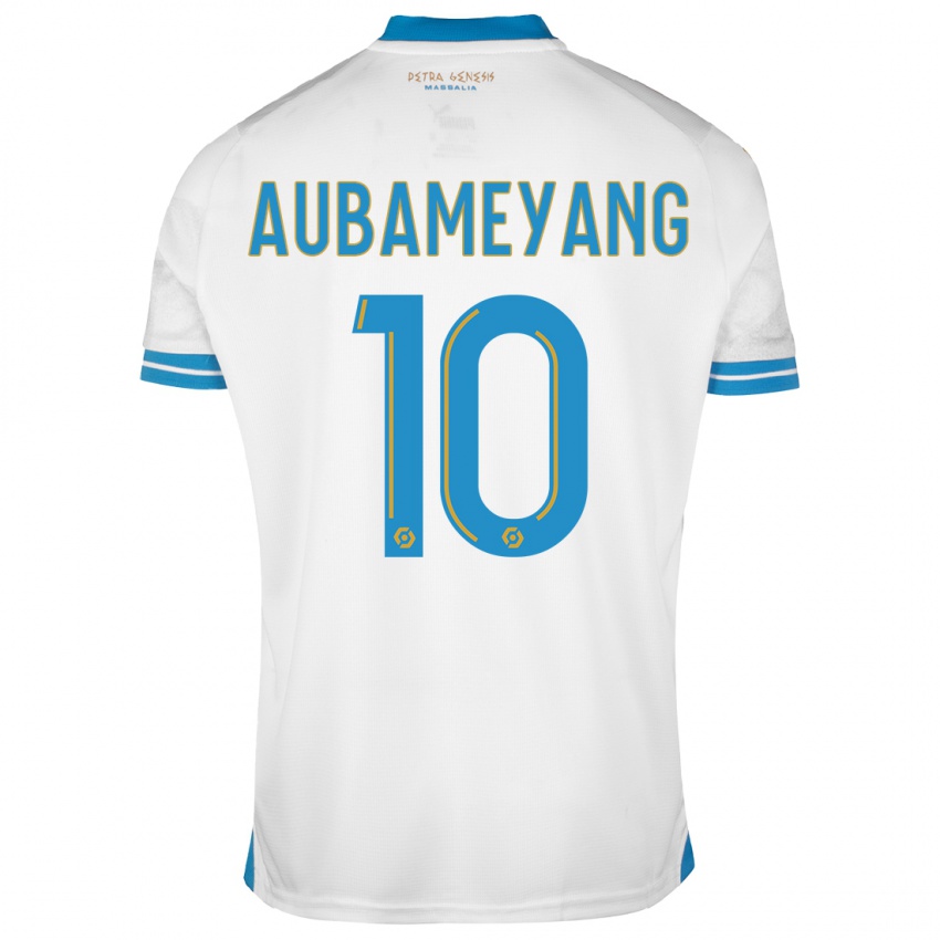 Homem Camisola Pierre-Emerick Aubameyang #10 Branco Principal 2023/24 Camisa Brasil