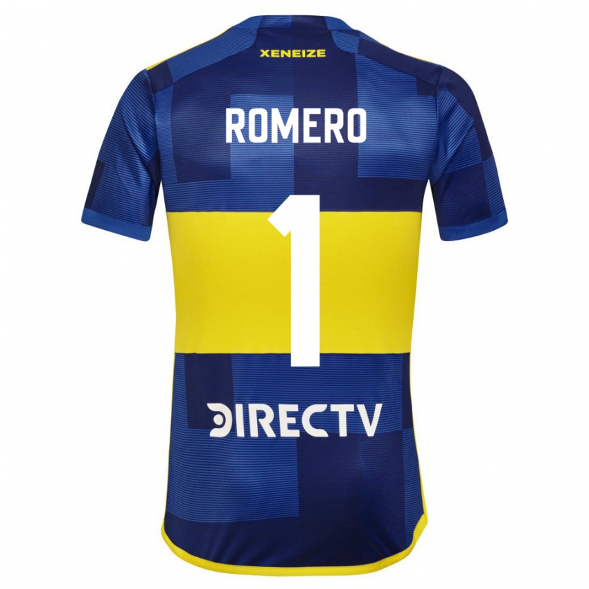 Homem Camisola Sergio Romero #1 Azul Escuro Amarelo Principal 2023/24 Camisa Brasil