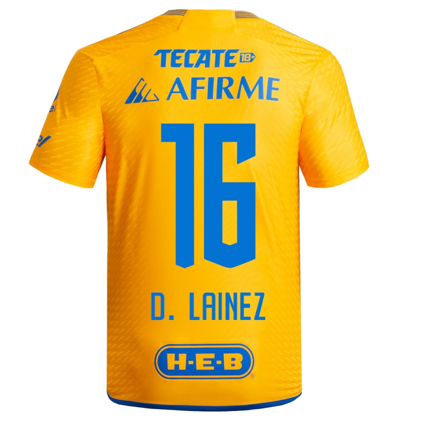 Homem Camisola Diego Lainez #16 Amarelo Principal 2023/24 Camisa Brasil