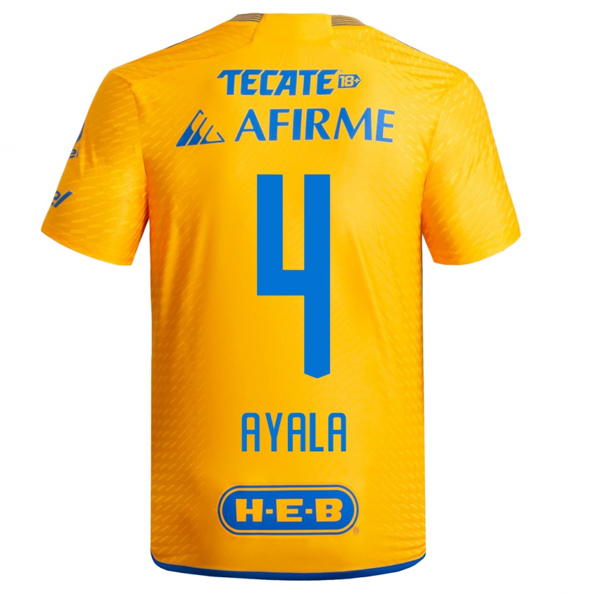 Homem Camisola Hugo Ayala #4 Amarelo Principal 2023/24 Camisa Brasil