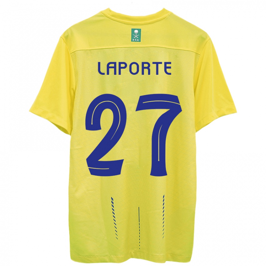 Homem Camisola Aymeric Laporte #27 Amarelo Principal 2023/24 Camisa Brasil