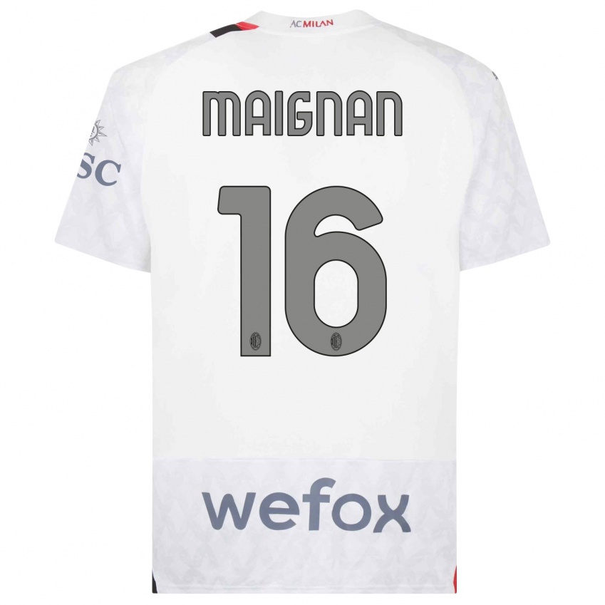 Homem Camisola Mike Maignan #16 Branco Alternativa 2023/24 Camisa Brasil