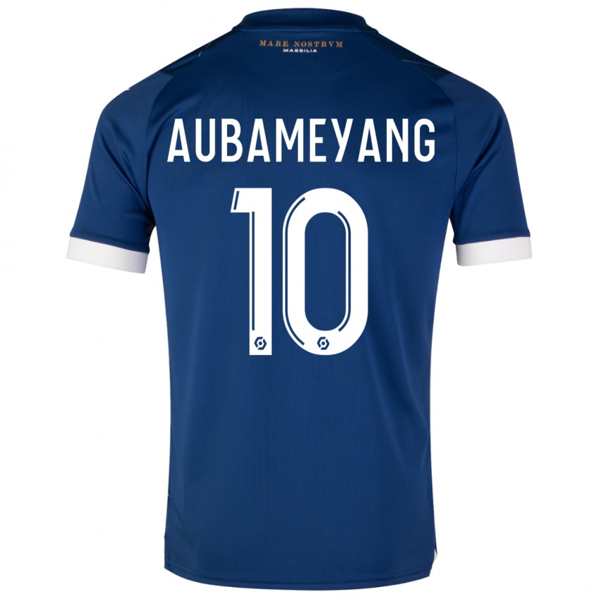 Homem Camisola Pierre-Emerick Aubameyang #10 Azul Escuro Alternativa 2023/24 Camisa Brasil