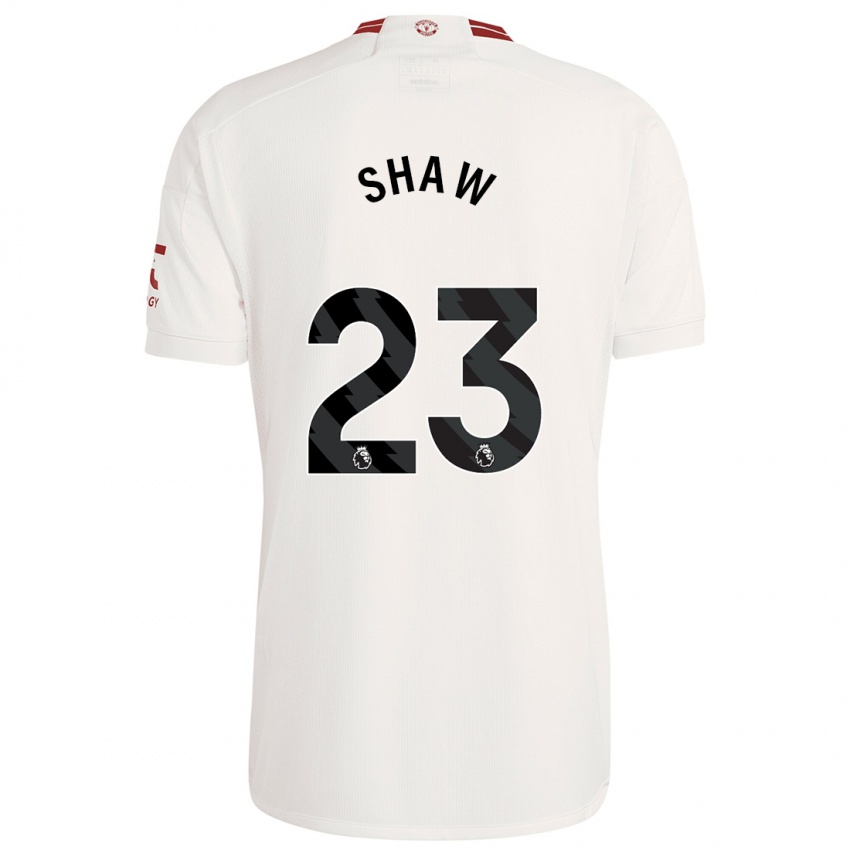 Homem Camisola Luke Shaw #23 Branco Terceiro 2023/24 Camisa Brasil