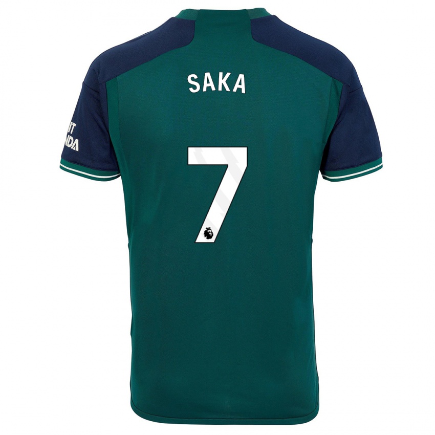 Homem Camisola Bukayo Saka #7 Verde Terceiro 2023/24 Camisa Brasil