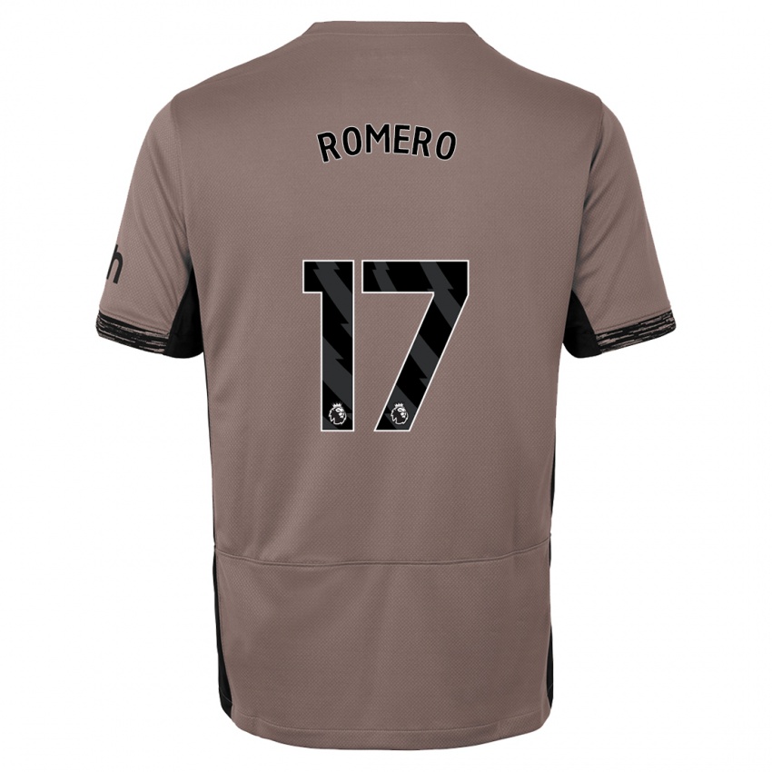 Homem Camisola Cristian Romero #17 Bege Escuro Terceiro 2023/24 Camisa Brasil