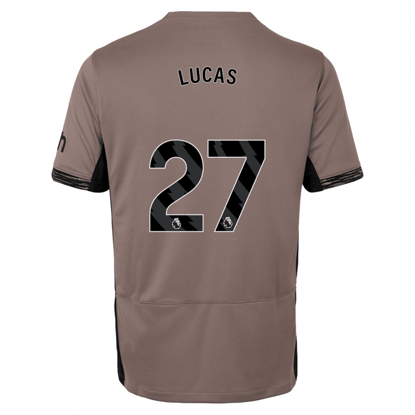Homem Camisola Lucas Moura #27 Bege Escuro Terceiro 2023/24 Camisa Brasil