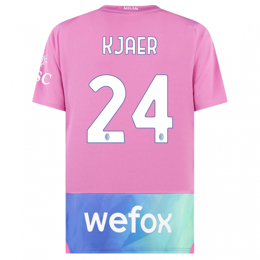 Homem Camisola Simon Kjaer #24 Rosa Roxo Terceiro 2023/24 Camisa Brasil