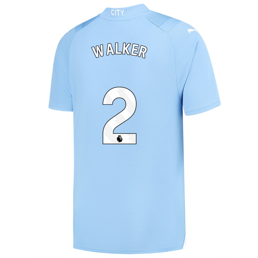 Mulher Camisola Kyle Walker #2 Azul Claro Principal 2023/24 Camisa Brasil