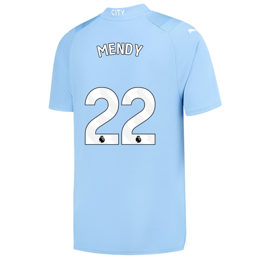 Mulher Camisola Benjamin Mendy #22 Azul Claro Principal 2023/24 Camisa Brasil