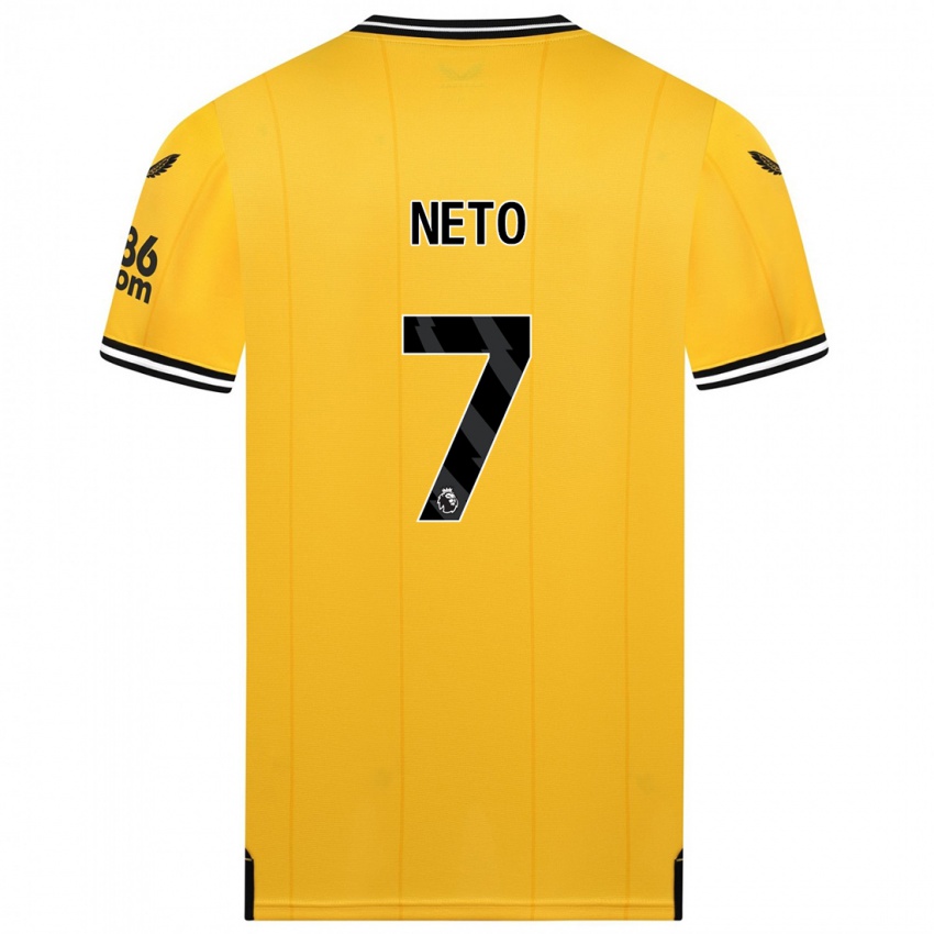 Mulher Camisola Pedro Neto #7 Amarelo Principal 2023/24 Camisa Brasil