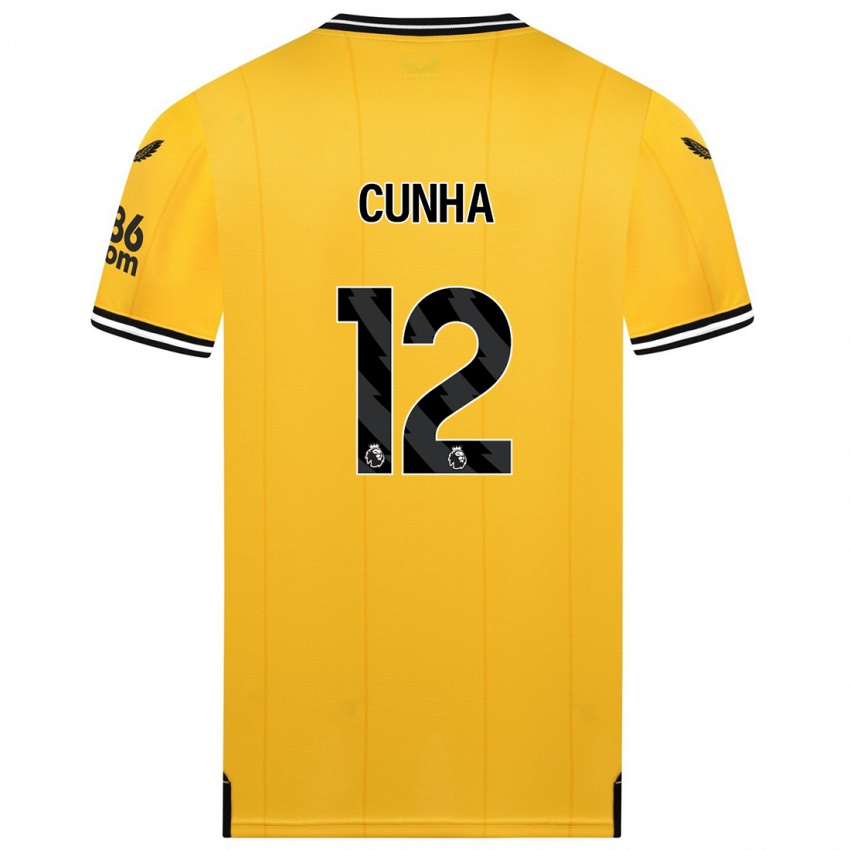 Mulher Camisola Matheus Cunha #12 Amarelo Principal 2023/24 Camisa Brasil