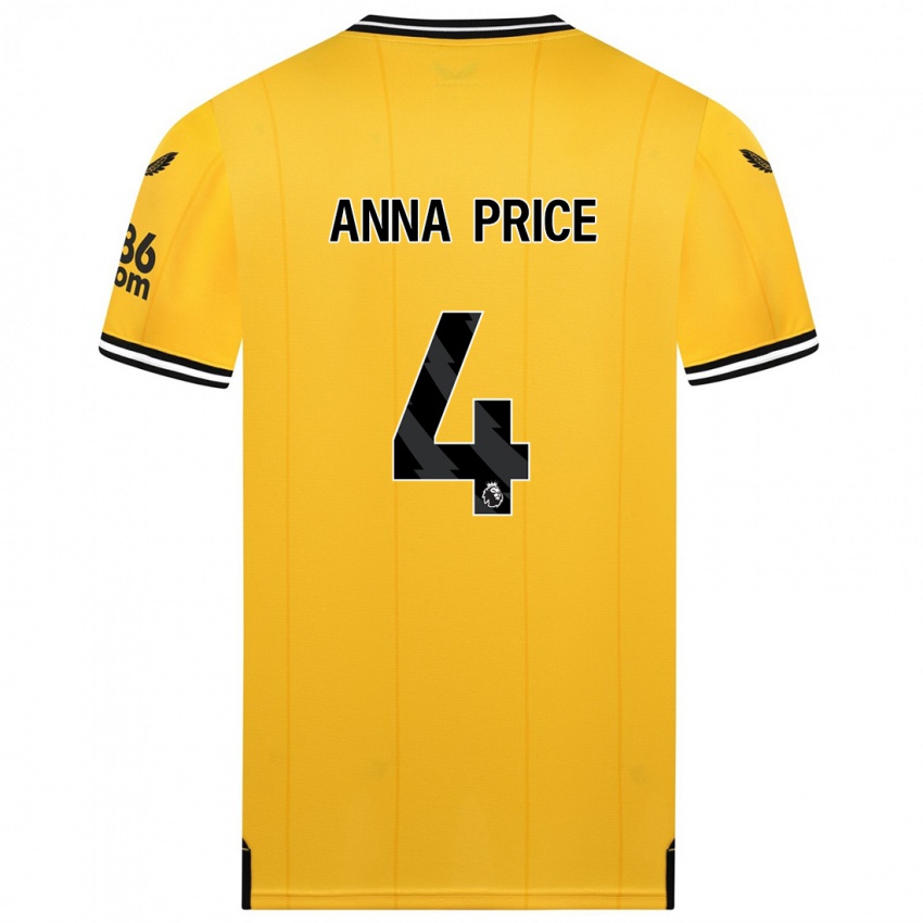 Mulher Camisola Anna Price #4 Amarelo Principal 2023/24 Camisa Brasil