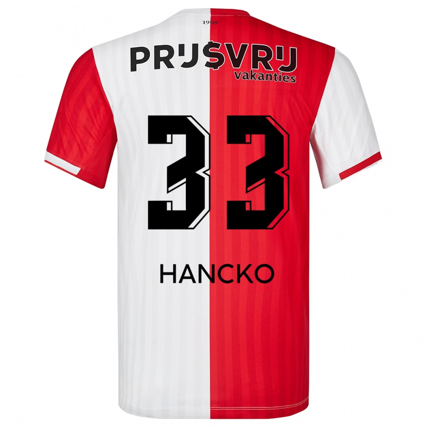 Mulher Camisola David Hancko #33 Vermelho Branco Principal 2023/24 Camisa Brasil
