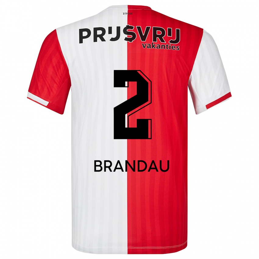 Mulher Camisola Justine Brandau #2 Vermelho Branco Principal 2023/24 Camisa Brasil