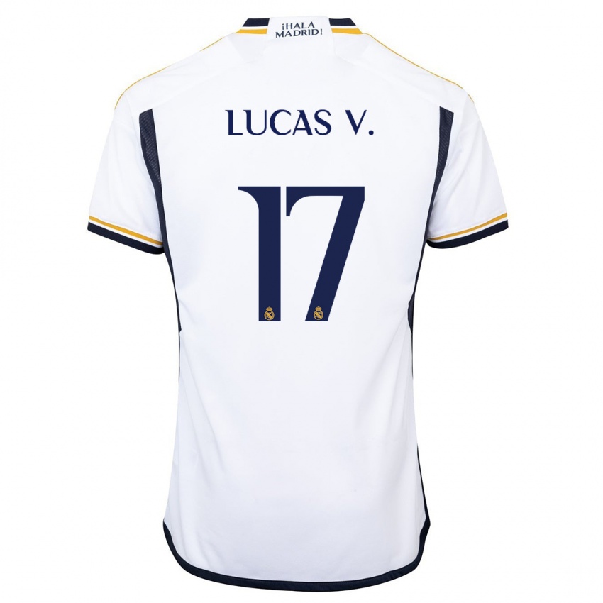 Mulher Camisola Lucas Vazquez #17 Branco Principal 2023/24 Camisa Brasil