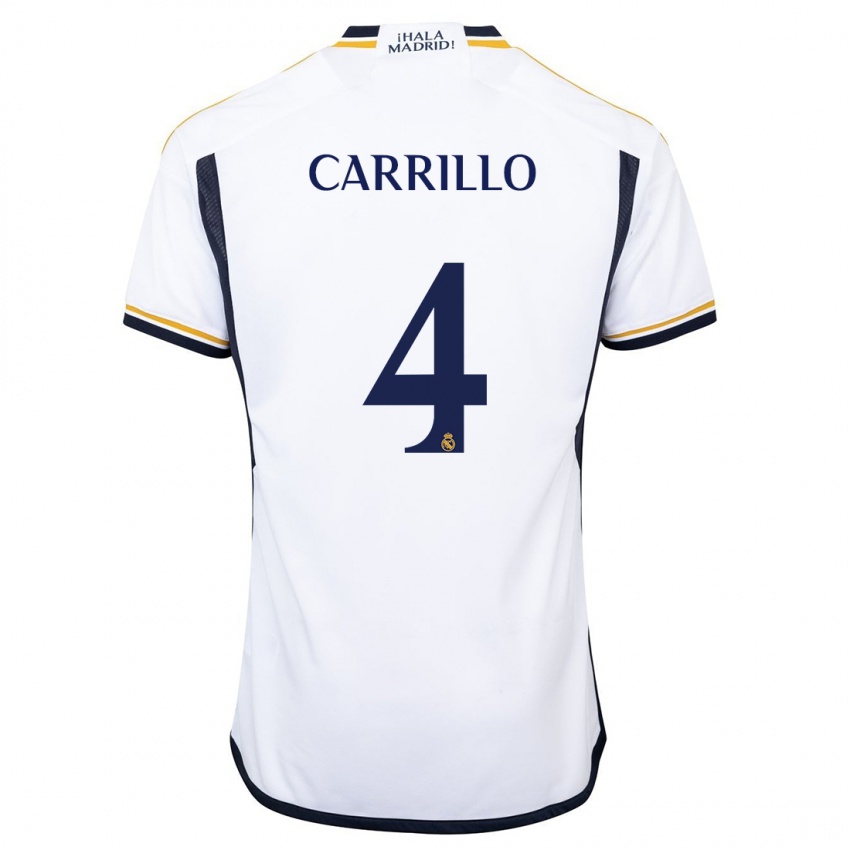 Mulher Camisola Alvaro Carrillo #4 Branco Principal 2023/24 Camisa Brasil
