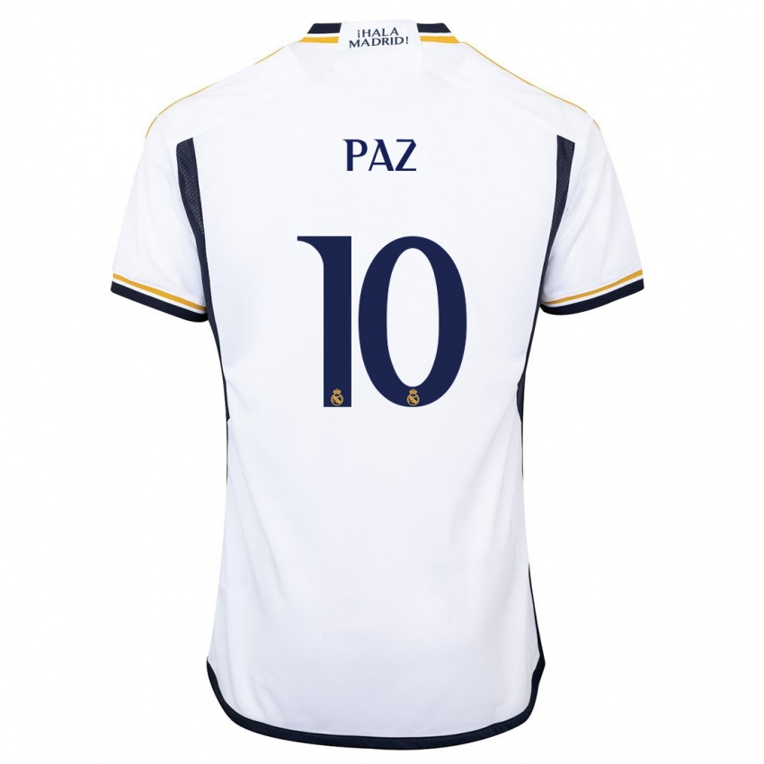 Mulher Camisola Nico Paz #10 Branco Principal 2023/24 Camisa Brasil