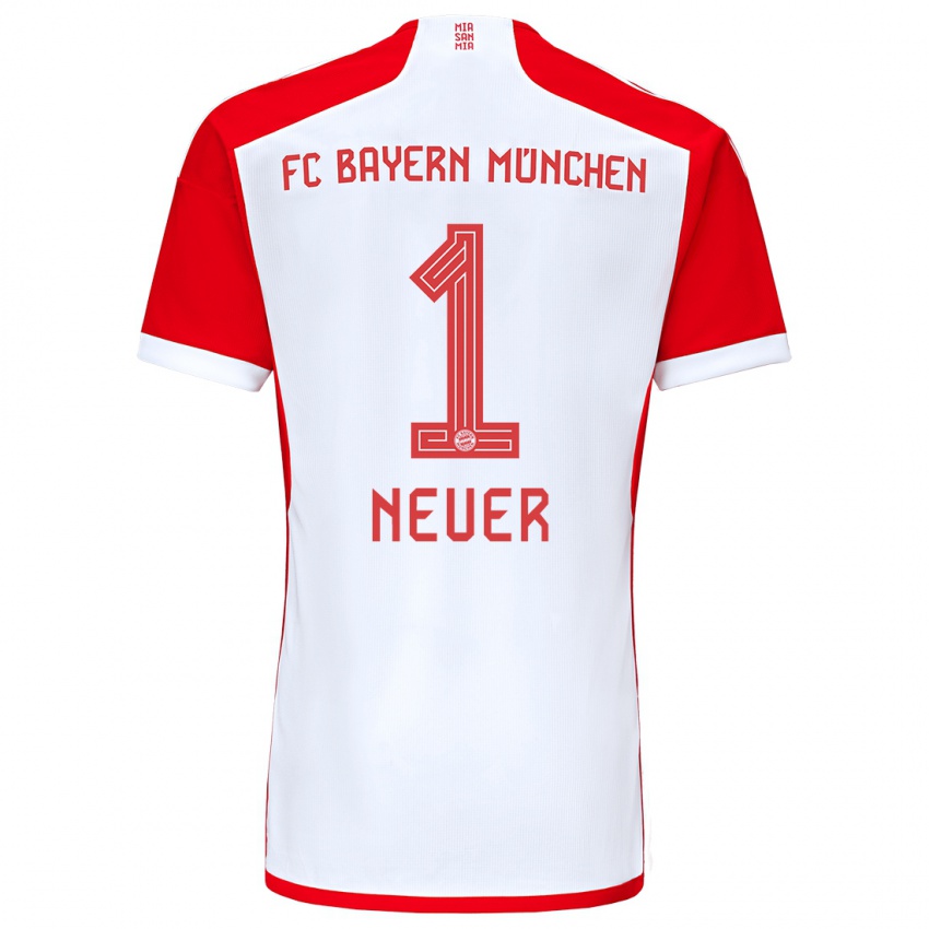 Mulher Camisola Manuel Neuer #1 Vermelho Branco Principal 2023/24 Camisa Brasil