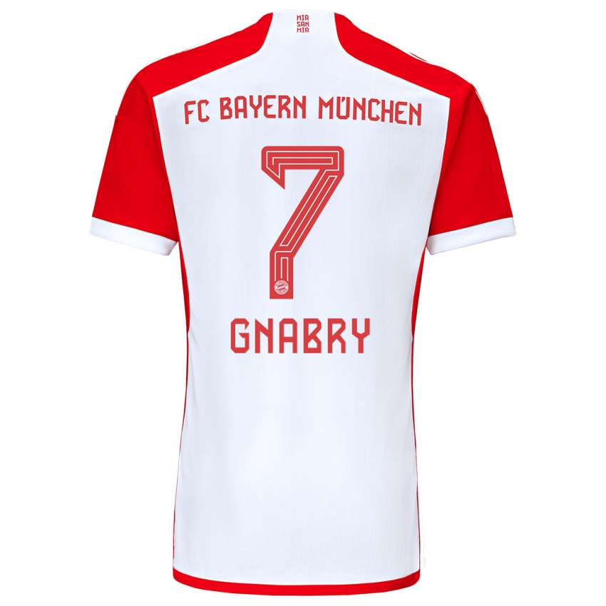 Mulher Camisola Serge Gnabry #7 Vermelho Branco Principal 2023/24 Camisa Brasil