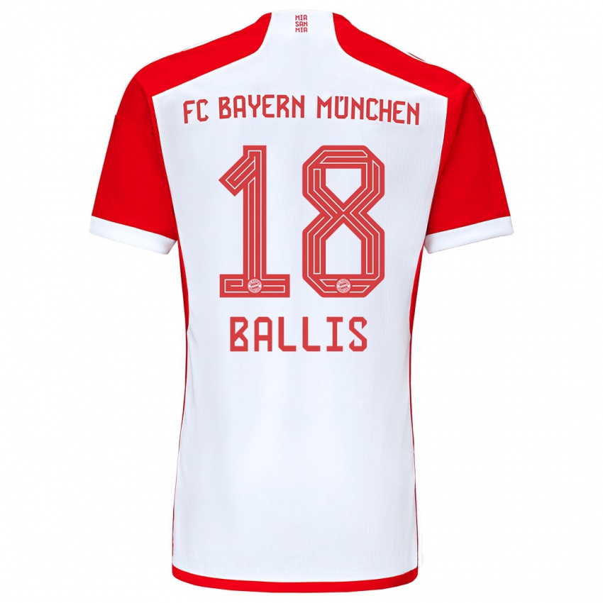 Mulher Camisola Benjamin Ballis #18 Vermelho Branco Principal 2023/24 Camisa Brasil