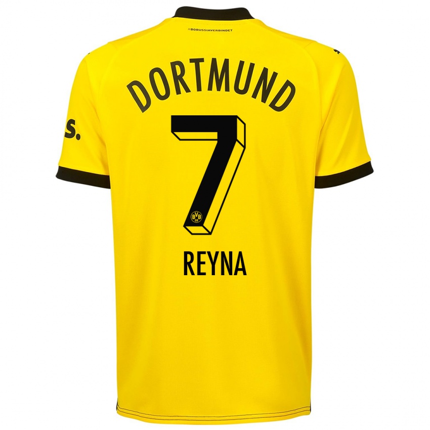 Mulher Camisola Giovanni Reyna #7 Amarelo Principal 2023/24 Camisa Brasil