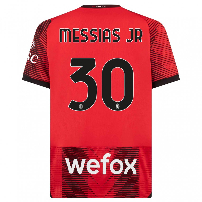 Mulher Camisola Junior Messias #30 Vermelho Preto Principal 2023/24 Camisa Brasil