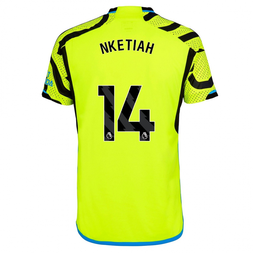 Mulher Camisola Eddie Nketiah #14 Amarelo Alternativa 2023/24 Camisa Brasil
