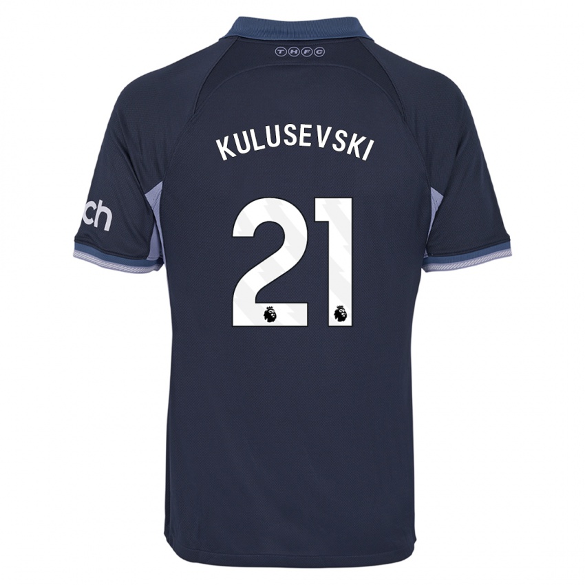 Mulher Camisola Dejan Kulusevski #21 Azul Escuro Alternativa 2023/24 Camisa Brasil