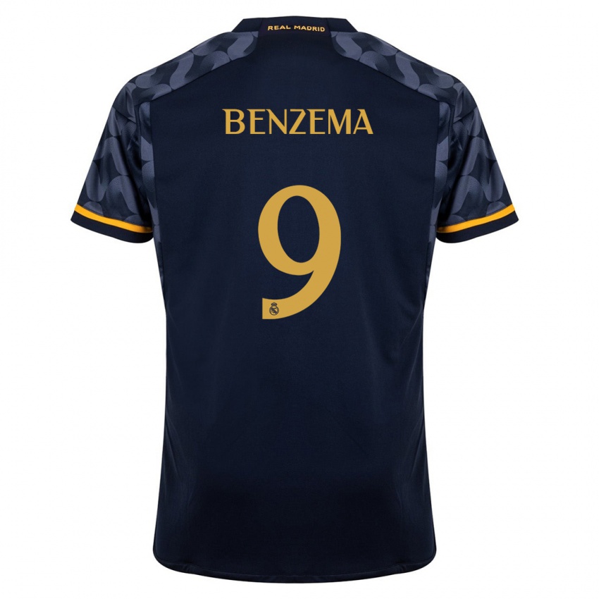 Mulher Camisola Karim Benzema #9 Azul Escuro Alternativa 2023/24 Camisa Brasil