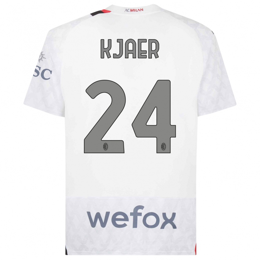 Mulher Camisola Simon Kjaer #24 Branco Alternativa 2023/24 Camisa Brasil