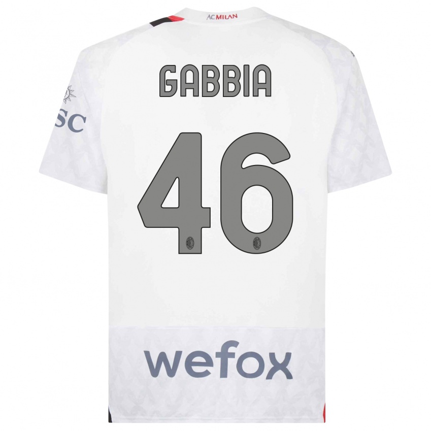 Mulher Camisola Matteo Gabbia #46 Branco Alternativa 2023/24 Camisa Brasil