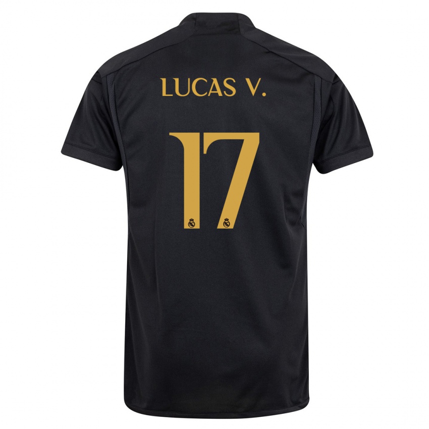 Mulher Camisola Lucas Vazquez #17 Preto Terceiro 2023/24 Camisa Brasil