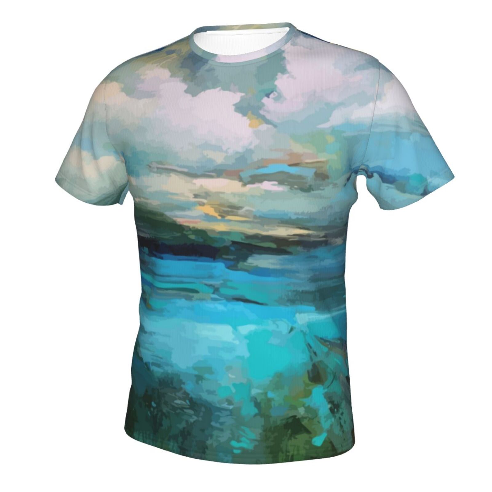 Camiseta Brasil Clássica Nuvens Sobre O Lago Da Pintura Dos Elementos